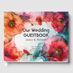 Scarlet Petal Elegance Guest Book