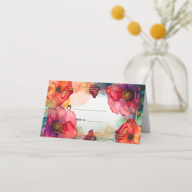  Scarlet Petal Elegance  Place Card (Front)