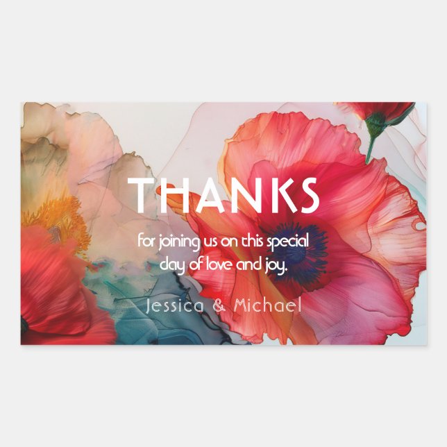  Scarlet Petal Elegance  Rectangular Sticker (Front)