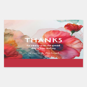  Scarlet Petal Elegance  Rectangular Sticker
