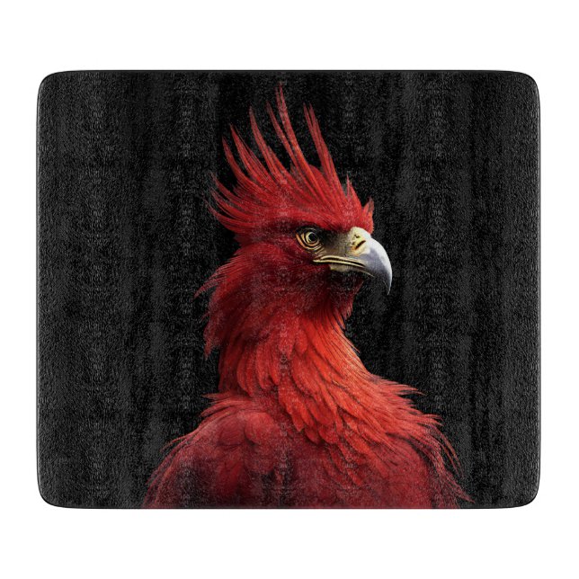 Scarlet Phoenix Sits Proudly Cutting Board (Front)