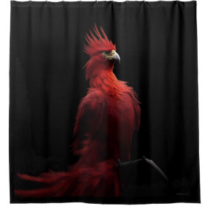 Scarlet Phoenix Sits Proudly Shower Curtain