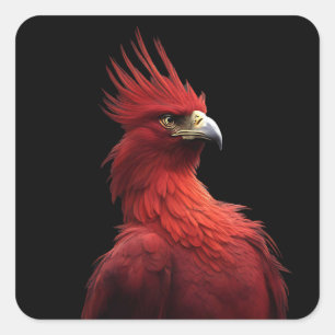 Scarlet Phoenix Sits Proudly Square Sticker