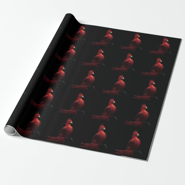 Scarlet Phoenix Sits Proudly Wrapping Paper (Unrolled)