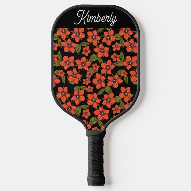 Scarlet Pimpernel Watercolor Custom Name Pickleball Paddle (Front)