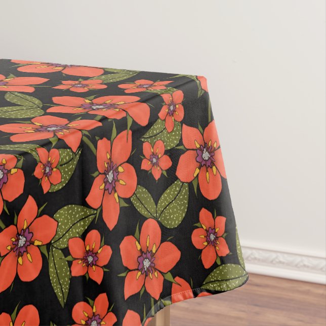 Scarlet Pimpernel watercolor Tablecloth (In Situ)