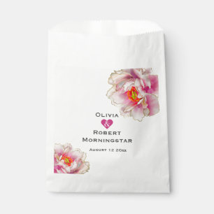Scarlet Pink Floral Peony Favour Bag