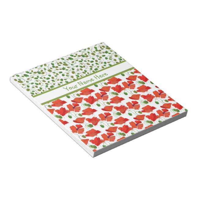 Scarlet Poppies and Buds Notepad or Jotter (Angled)