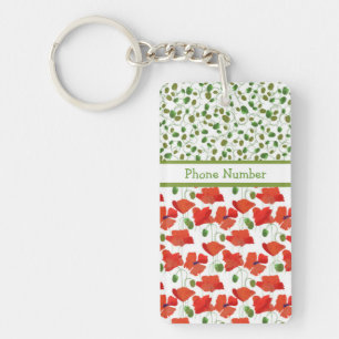 Scarlet Poppies and Poppy Buds Oblong Keychain