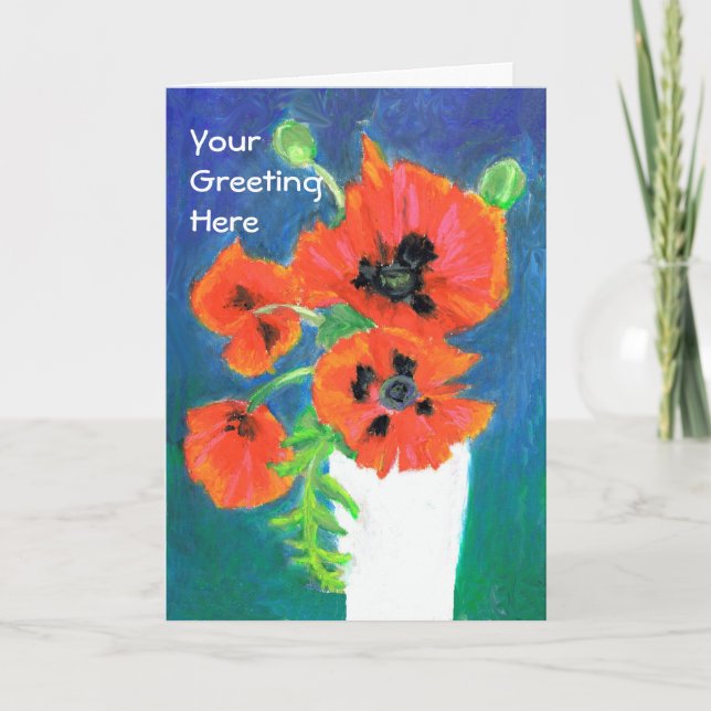Scarlet Poppies Customisable Greeting Card (Front)