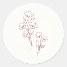 Scarlet Poppy Wedding Sticker