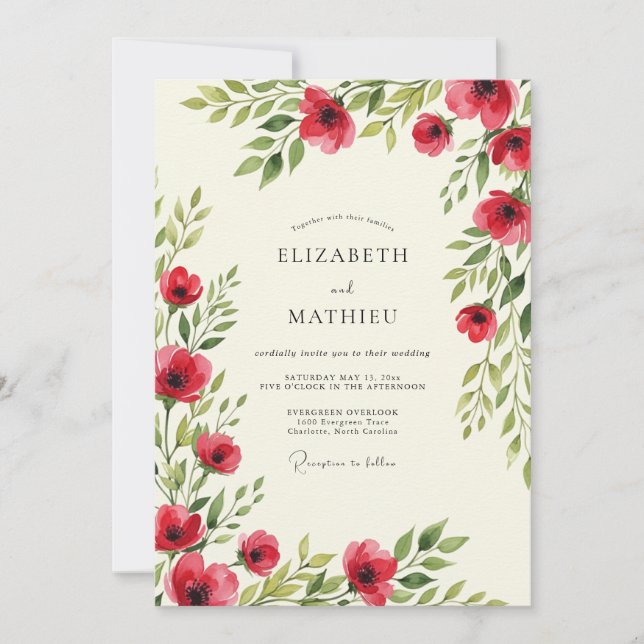 Scarlet Radiant Spring Wedding Invitation (Front)