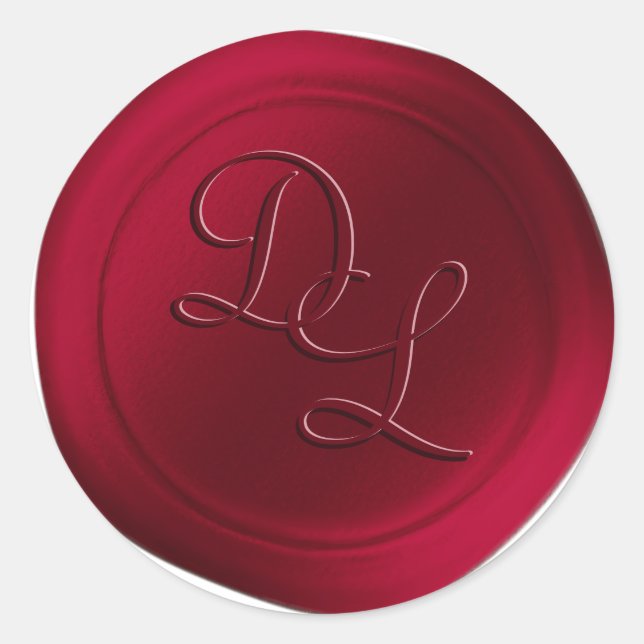 Scarlet Red 2 Letter Monogram Wax Seal Stickers (Front)