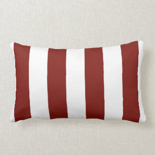 Scarlet Red and White Bold Vertical Stripes Lumbar Cushion