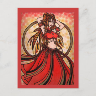 Scarlet red Belly Dancer Postcards
