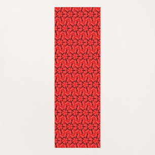 Scarlet red black geometric art pattern yoga mat