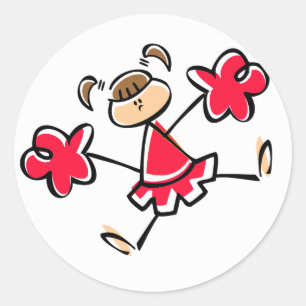 Scarlet Red Cheerleader Classic Round Sticker