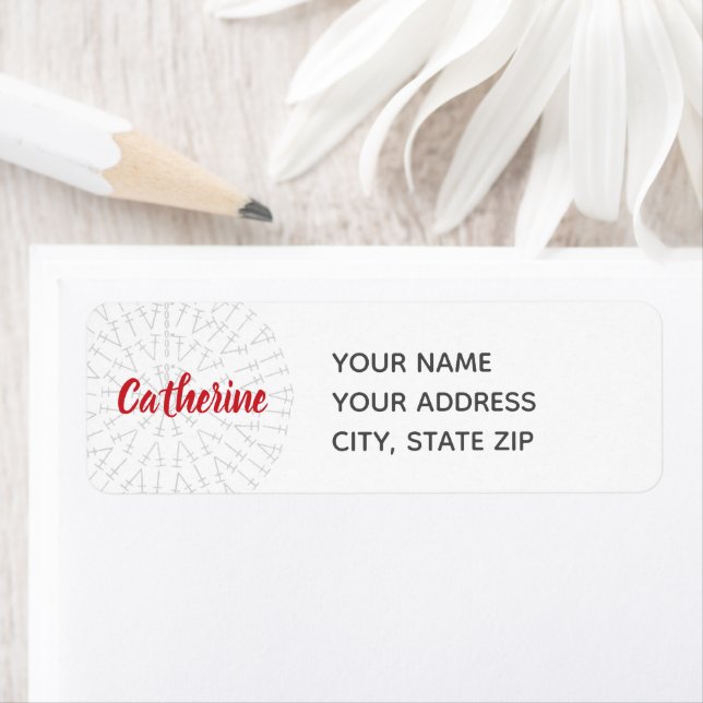 Scarlet Red Crochet Chart Label Return Address Label (Insitu)