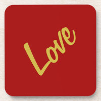 Scarlet Red Gold Colours Love Wedding Calligraphy