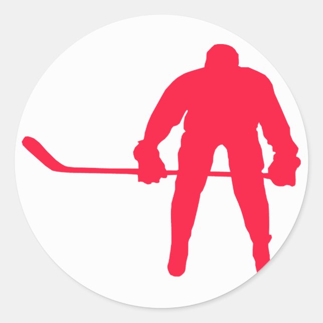Scarlet Red Hockey Classic Round Sticker (Front)