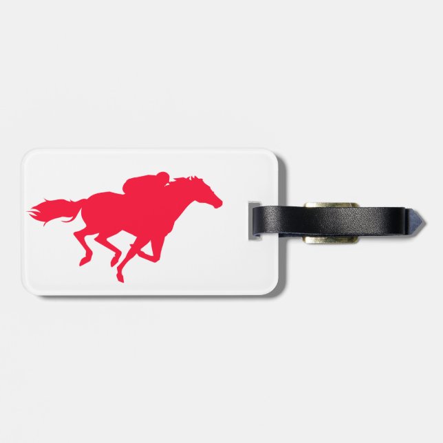 Scarlet Red Horse Racing Luggage Tag (Back Horizontal)