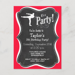 Scarlet Red Martial Arts Invitation Postcard