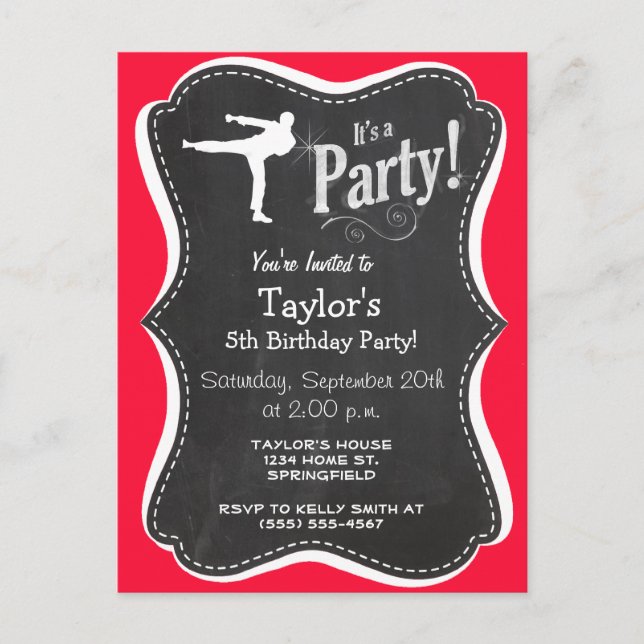 Scarlet Red Martial Arts Invitation Postcard (Front)