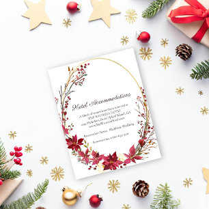 Scarlet Red Poinsettia Floral Hotel Details Enclosure Card