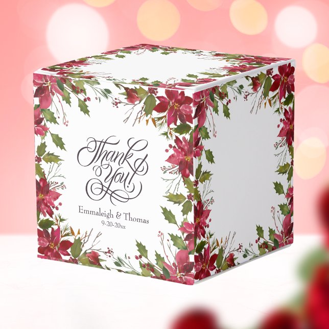 Scarlet Red Poinsettia Floral Wedding  Favour Box (Creator Uploaded)