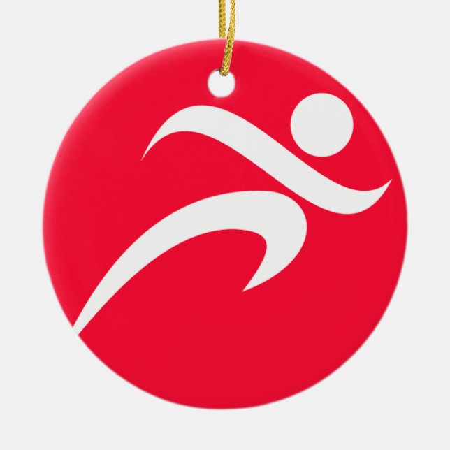 Scarlet Red Running Ceramic Tree Decoration (Front)