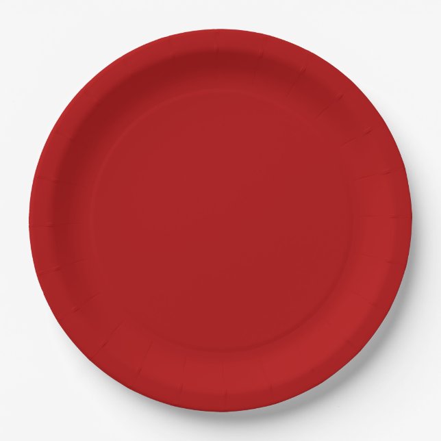 Scarlet Red Solid Red Paper Plate (Front)