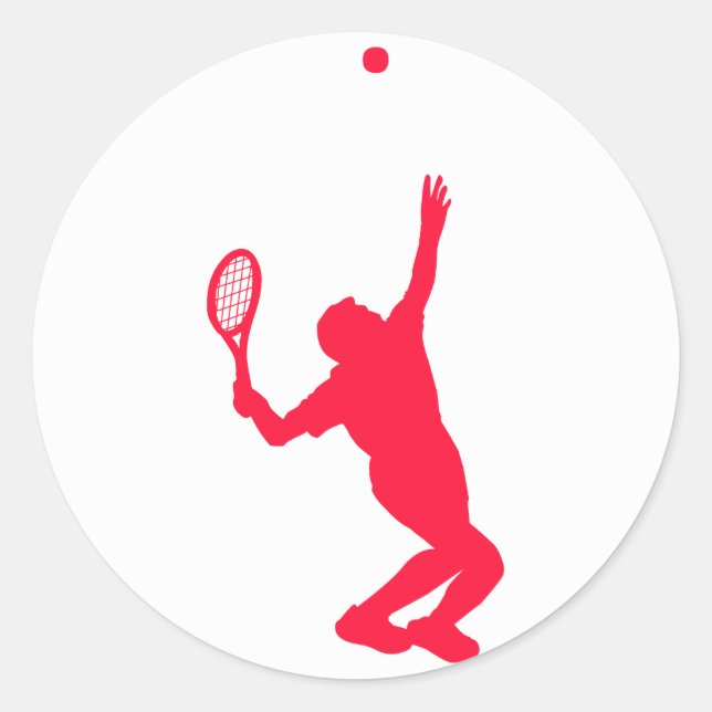 Scarlet Red Tennis Classic Round Sticker (Front)