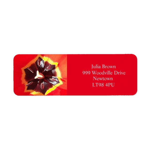 Scarlet Red Tulip Return Address Labels (Front)
