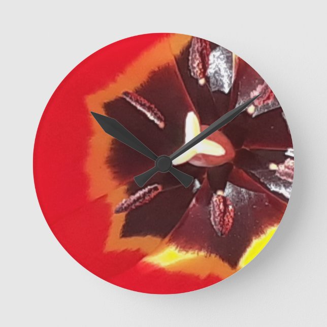 Scarlet Red Tulip  Round Clock (Front)