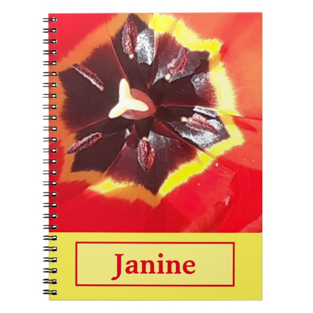 Scarlet Red Tulip Spiral Notebook (Front)
