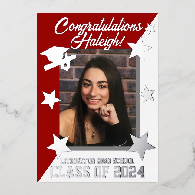 Scarlet Red & White, Diagonal Graduation Silver (Front)