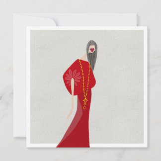 Scarlet Red Woman Style Glam Fashion Art Card