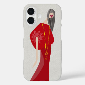 Scarlet Red Woman Style Glam Fashion Art iPhone 16 Case