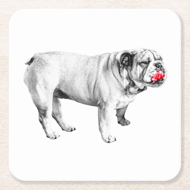 scarlet rest guard, bulldog square paper coaster (Front)