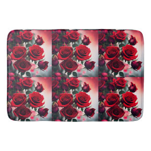 "Scarlet Rose Blooms: A Bouquet of Passion" Bath Mat