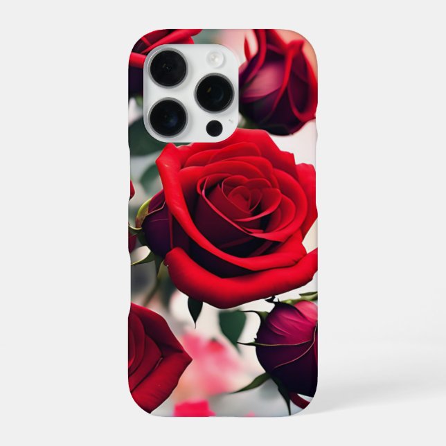 "Scarlet Rose Blooms: A Bouquet of Passion" iPhone Case (Back)