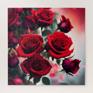 "Scarlet Rose Blooms: A Bouquet of Passion" Jigsaw Puzzle