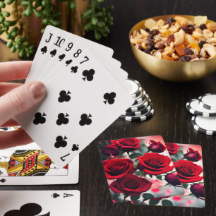 "Scarlet Rose Blooms: A Bouquet of Passion" Playing Cards
