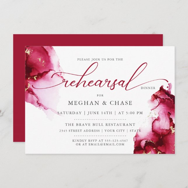 Scarlet Ruby Red  Gem Geode Invitation (Front/Back)