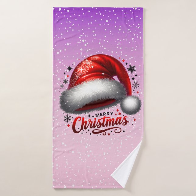 Scarlet Santa Hat Glow  Bath Towel (Bath Towel)