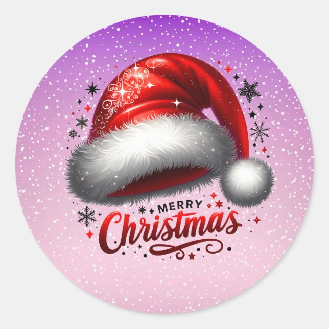 Scarlet Santa Hat Glow  Classic Round Sticker (Front)