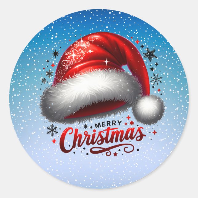 Scarlet Santa Hat Glow  Classic Round Sticker (Front)