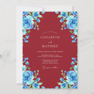 Scarlet Sapphire Petal Wedding Invitation