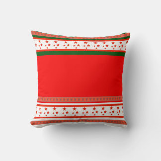 Scarlet Stars – Red, Green & Ivory Geometric  Cushion