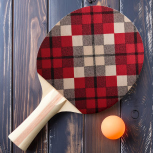 Scarlet Storm Plaid Ping Pong Paddle